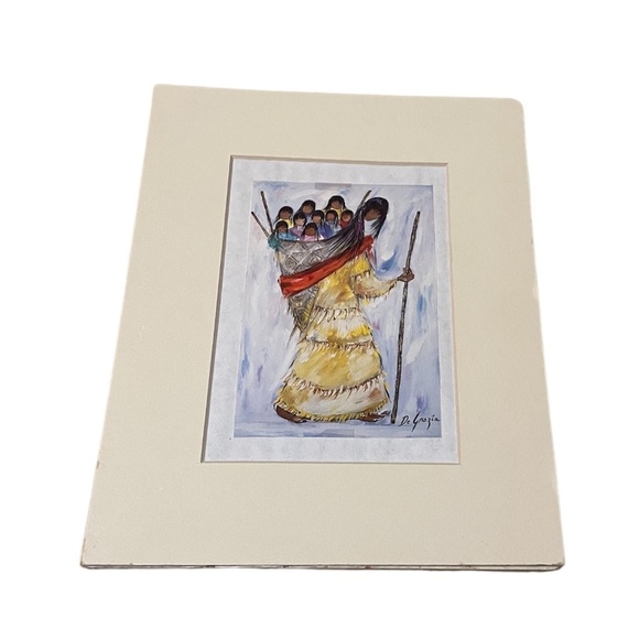 Ted DEGRAZIA Signed Paper Reproduction Native American Children Series Matted - Picture 6 of 6